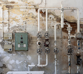 Old wall  with rust pipe 