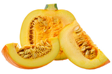 Pumpkin cut on half and on slices