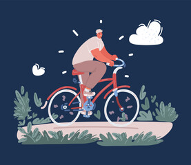 Cartoon vector illustration of man ride a bicycle