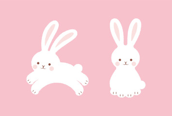 vector background with running and sitting rabbits for banners, greeting cards, flyers, social media wallpapers, etc.