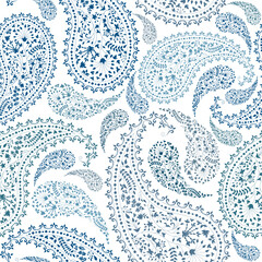 seamless pattern with blue green paisley