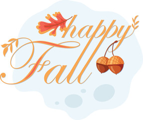Happy Fall Autumn season typography title banner