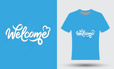 Modern trendy white welcome lettering t shirt
