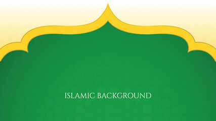 Islamic Arabic Green Luxury Background with Geometric pattern and Beautiful Ornament