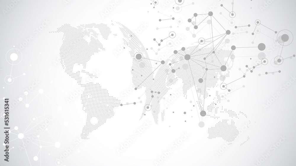 Poster global communication network concept illustration. social network communication in the global busine