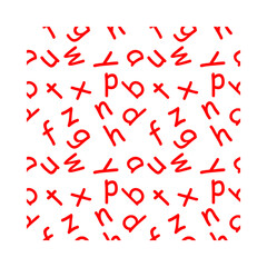 The vector seamless pattern. Cute alphabet A to Z pattern. Seamless pattern - letters A TO Z.Half drop seamless pattern with red A to Z alphabet on white background. Vector illustration wallpaper
