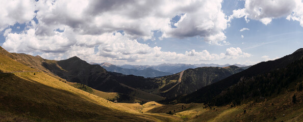 Beautiful view of mountains under cloudy sky