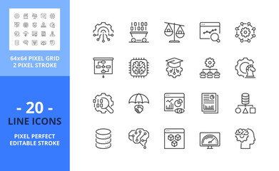 Line icons about business intelligence. Pixel perfect 64x64 and editable stroke