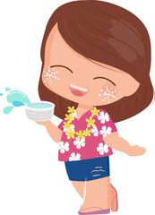 happy Thai couple enjoy Songkran festival water