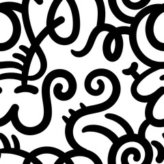 Seamless abstract pattern on white background. Vector doodle image. Graphic geometric ornament.