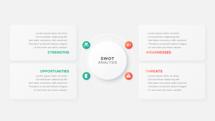 Four 4 Steps Options Circle Business Infographic SWOT Analysis Design Template