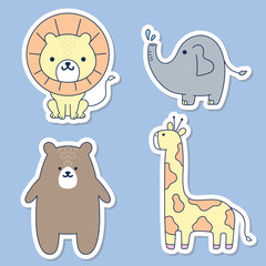 Cute boho animal stickers illustration for kids