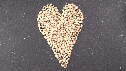 Uncooked black eyed peas. Health food concept.