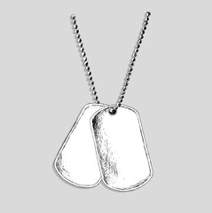 hand drawing of a soldier's dog tag