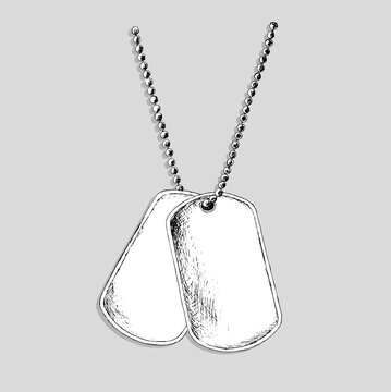 hand drawing of a soldier's dog tag
