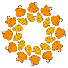 Cute autumn vector illustration, hand drawn pumpkins