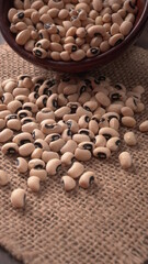 Uncooked black eyed peas. Health food concept.