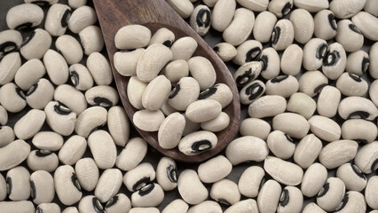 Uncooked black eyed peas. Health food concept.