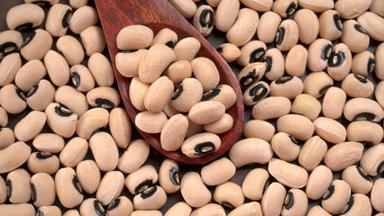 Uncooked black eyed peas. Health food concept.