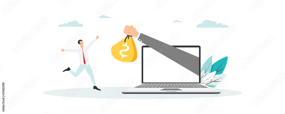 Wall mural Businessman gives reward online. Vector illustration