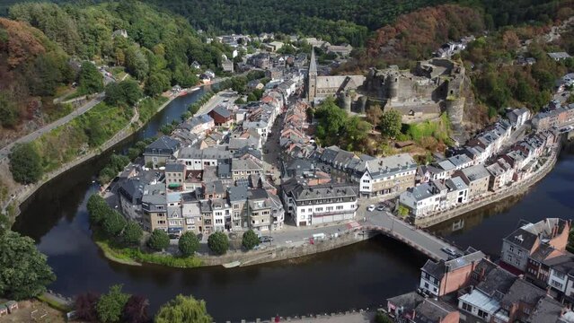 Medieval ruin castle at La Roche en Ardenne. At the Ourthe river in the Belgian Ardennes