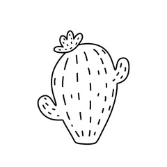 Cute cartoon cactus isolated on white background. Vector hand-drawn illustration in doodle style. Perfect for cards, logo, decorations, various designs. Botanical clipart.