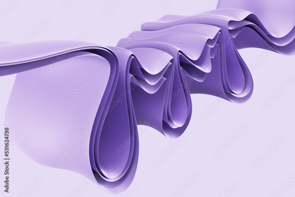 Aufkleber creative purple wave cloth or fabric on white background. luxury background for branding and product