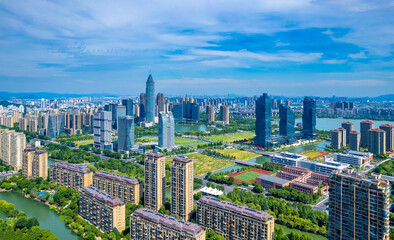 Fototapeta na wymiar Scenery of Shaoxing CBD, Zhejiang Province, China