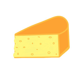 Cheese, a cut piece of the product, with holes, a colored drawing on a transparent background