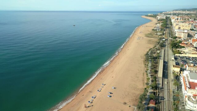 Flight control over Malgrat de Mar beach in the Maresme province of Barcelona