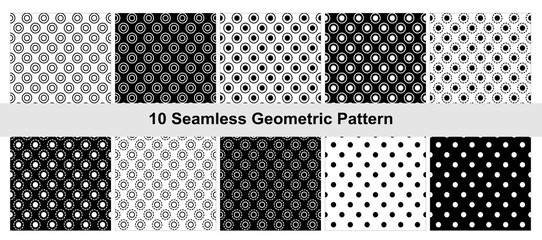 10 Geometric pattern in black white.
