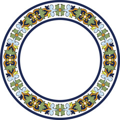 Vintage pattern stylish round frame botanic garden plant flower leaf