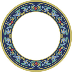 Vintage pattern stylish round frame botanic garden plant flower leaf