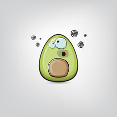 funny cartoon cute tiny avocado character isolated on grey background. My name is avocado vector concept. vector healthy summer funky avocado fruit character