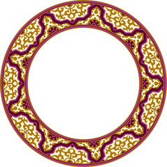 Vintage pattern stylish round frame retro royal purple golden polygon spiral cross