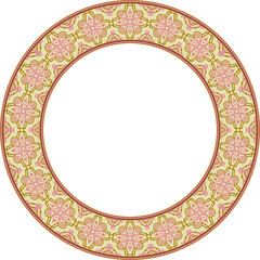 Vintage pattern stylish round frame retro golden pink round curve cross