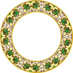 Vintage botanic garden retro pattern stylish round frame