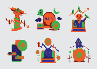 halloween bull and bear market illustration