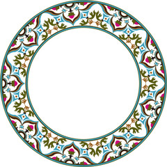 Vintage pattern stylish round frame botanic garden plant flower leaf