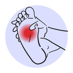 Foot pain vector isolated. Medical illustration, physical injury, orthopedic disease. Problems with foot sole