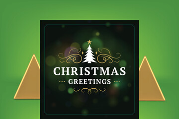 Happy New Year best wishes greeting card green blurred snowflakes particles design vector