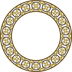 Vintage pattern stylish round frame polygon geometry cross chain