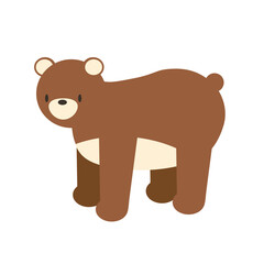 Colorful vector illustration of big brown bear. Isolated on white. Flat design. EPS