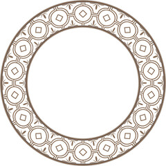Vintage pattern stylish round frame retro golden curve cross line