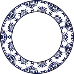 Vintage botanic garden retro pattern stylish round frame