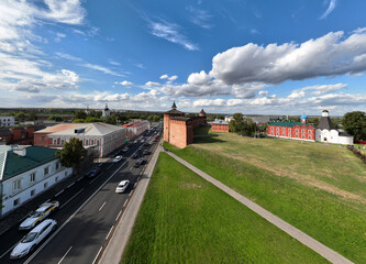 Fototapeta premium panoramic view of the historical center of the city of Kolomna from a drone in summer