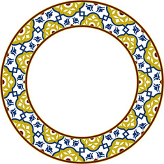 Vintage botanic garden retro pattern stylish round frame