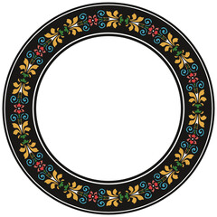 Vintage pattern stylish round frame botanic garden plant leaf flower