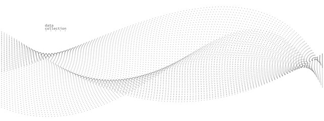 Grey airy particles flow vector design, abstract background with wave of flowing dots array, digital futuristic illustration, nano technology theme.