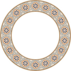 Vintage botanic garden retro pattern stylish round frame